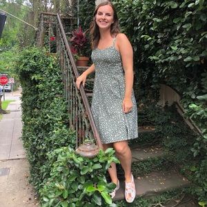 Old Navy Green Floral Swing Dress